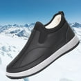thumbnail image 4 of Xfvqtps Mens Lightweight Waterproof Snow Boots Fleece Lined Outdoor Winter Warm Shoes Slip Resistant Comfortable Slip on Casual Black, 4 of 9