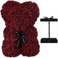 thumbnail image 1 of Osito de peluche de rosas, Teddy Flower Bear de 10 pulgadas, con más de 250 docenas de flores artificiales. Viene en una caja de regalo transparente Rojo Verde WRMH-203-4, 1 of 8