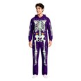 thumbnail image 4 of Unisex Adult Hooded Onesie, Halloween Skeleton Full‑Body Print Long Sleeve Jumpsuit for Men Women Home Loungewear, 4 of 8