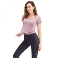 thumbnail image 4 of Ladies' Fitness Short-Sleeved Round Collar Tight-Fitting Speed Sports T-shirt Army Running High Waist Yoga Shirt, 4 of 6