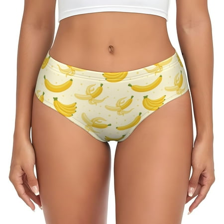 Womens Underwear - Cute Banana No.1080 No Show Seamless Underwear for Women  Soft Stretch Womens Panties  Hipster Ladies Panties Bikini Underwear Briefs