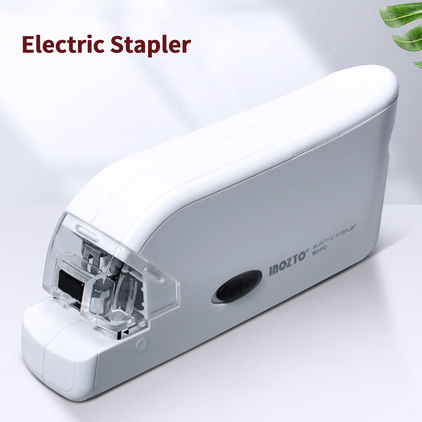 Staright Automatic Electric Stapler 20 Sheet Capacity with Extra Staple Storage Warehouse Non-Slip Desktop Office Stapler Less Effort for Home Office School Supplies Battery Power Supply