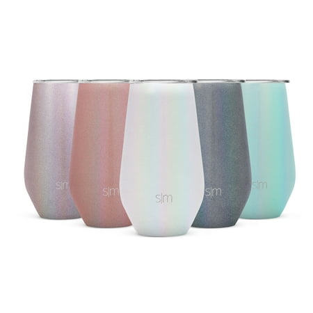 Simple Modern Spirit 16oz Wine Tumbler Glass with Lid - Vacuum Coffee Mug Stemless Cup 18/8 Stainless Steel Shimmer: Selenite