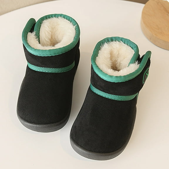 Ulitacool Toddler Girls Boots Winter Girls Boots Warm Lined Boots Indoor Outdoor Non Soft Sole Toddler Shoes Lovely Basic Shoes 7-8 Years Black