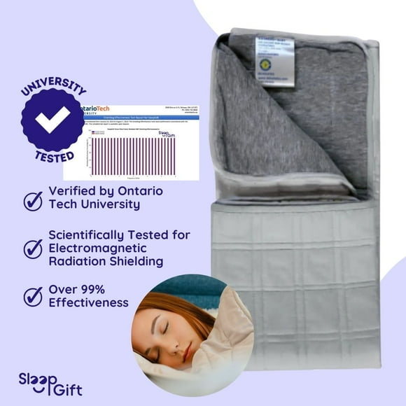 Anti Radiation EMF Protection Weighted Blanket, Wireless Signals, RF and 5G Shielding Cotton Blanket with Far Infrared Ray Emitting - Breathable 13.5 lbs. Heavy Blanket for Adults, Grey (80x56”)