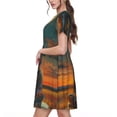 thumbnail image 2 of Haiem Sunset Prairie Meditating Horse Pattern Women's Short-Sleeve Scoop Neck Swing Dress, 2 of 6