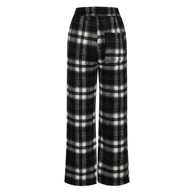 WCMZJ Womens Casual Plaid Baggy Jeans High Waisted Goth