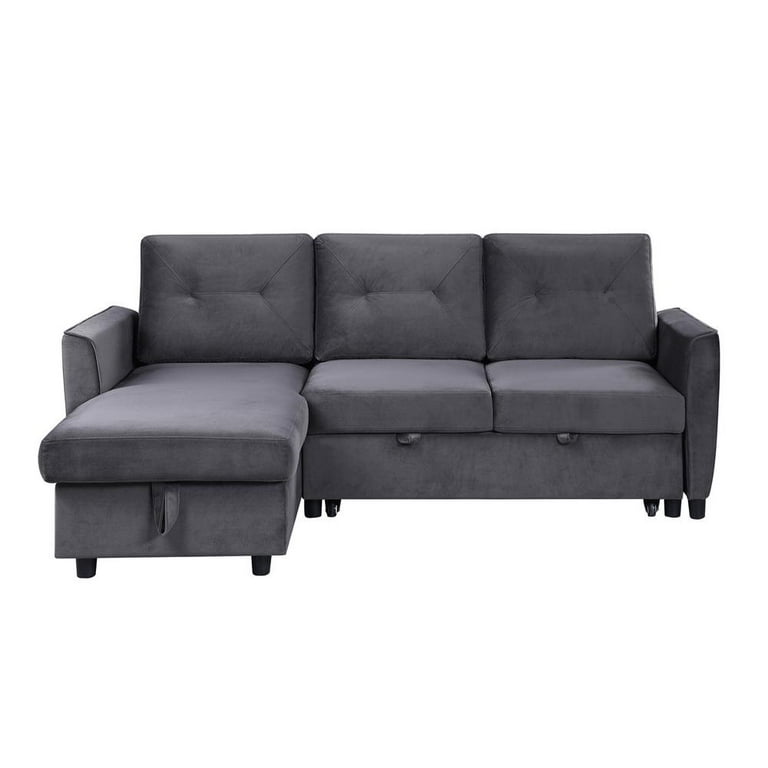 Lilola home ashlyn gray reversible sleeper sofa cheap storage chaise usb