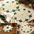 thumbnail image 6 of 2 Piece Poinsettia Placemats, Embroidered Christmas Table Mats, 14 Inch Flower Shaped Dining Accents for Dinner Parties Buffets and Holiday Centerpieces, Red or White Set, 6 of 7