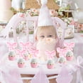thumbnail image 4 of 37pcs Pink Bow Princess Theme Cake Decorations Coquette Pink Bow Cupcake Toppers, Double Sided Pink Bow Cupcakes for Princess Girl's Birthday Party Baby Shower Bridal Shower Party Supplies, 4 of 7