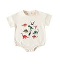 thumbnail image 1 of Gibobby Ropa Para Bebe con estampado de dinosaurio de dibujos animados de manga corta para niños y niñas, monos para recién nacidos, ropa(Beige, 6-12 Meses), 1 of 5