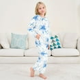 thumbnail image 6 of Fluffy Pajamas Set Fuzzy Winter Warm Pj Sets Pullover Tops and Long Pants Blue Pastel Flowers X-Small, 6 of 8
