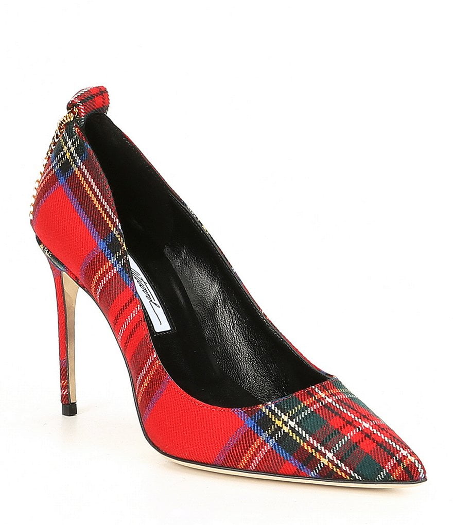 buffalo plaid high heels