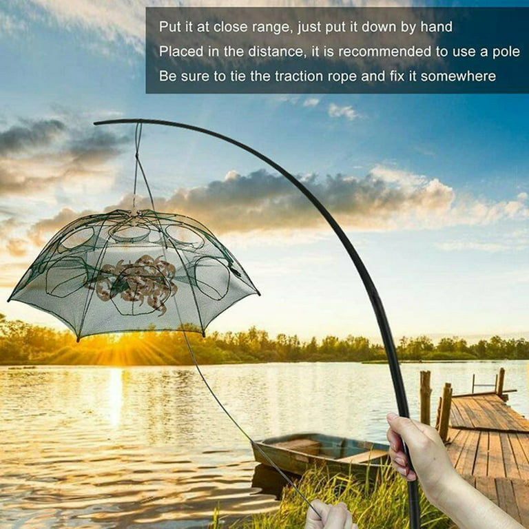Crawfish Trap，Crab Fish Trap,Foldable Fishing Bait Trap Cast Net Cage for  Catching Small Bait Fish Eels Crab Lobster Minnows Shrimp