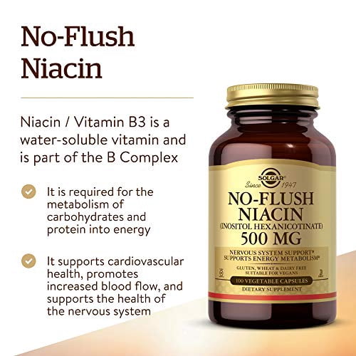 Solgar No-Flush Niacin (Inositol Hexanicotinate) 500 mg  - 100 Veg Capsules