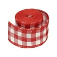 thumbnail image 3 of 2 Inch Wide 6.56 Yards Polyester Gingham Ribbon Wired Edge Ribbon, 1 Pack for Decoration Red and White, 3 of 6