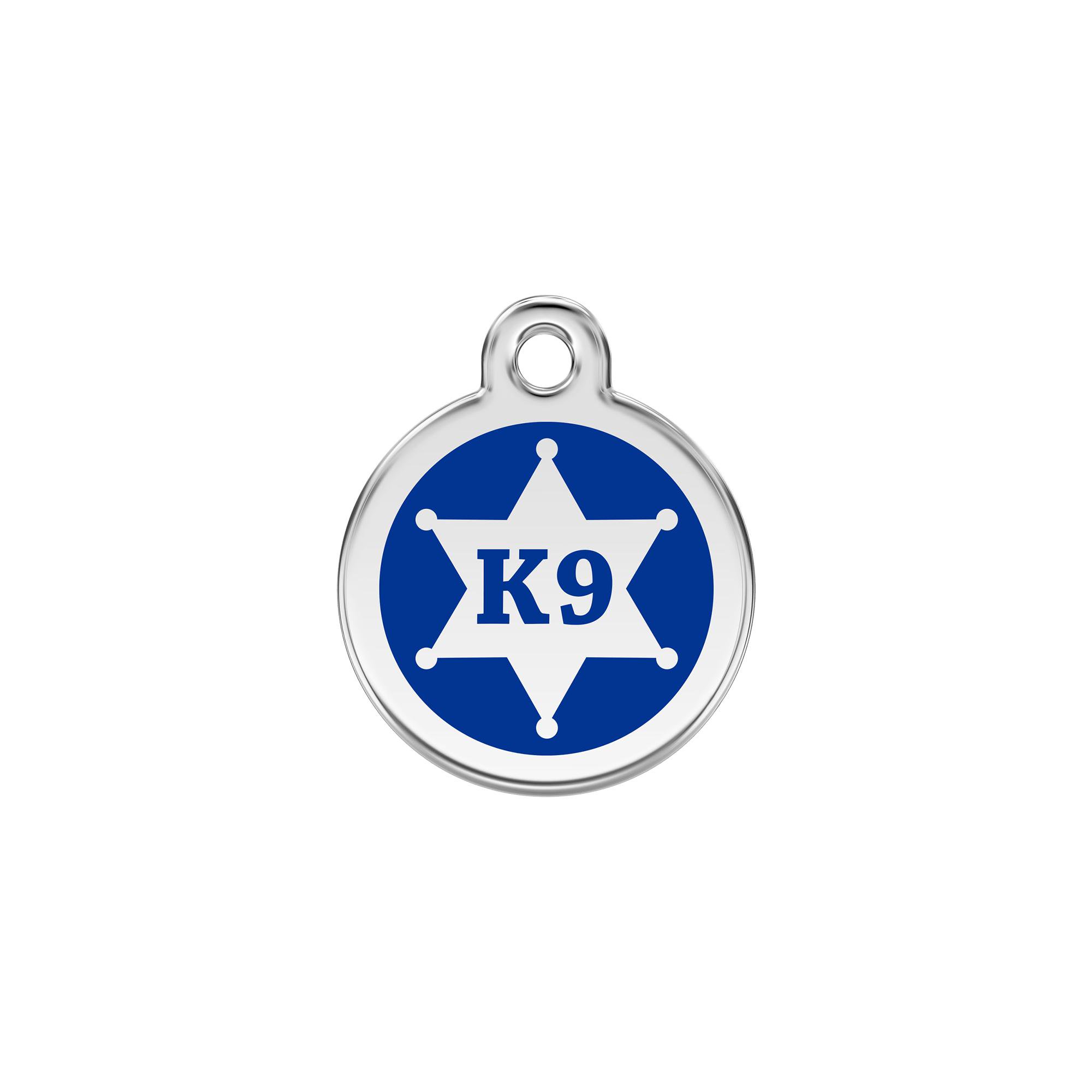 Red Dingo Stainless Steel Enamel Sheriff Personalized Engraved Pet ID Tag, Small