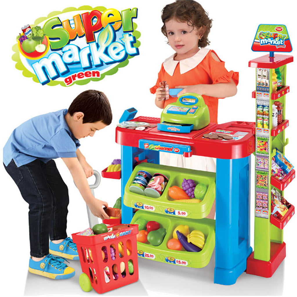 Supermarket Toy Console Play Set Pretend Toy Workbench Holiday Birthday Gift US 