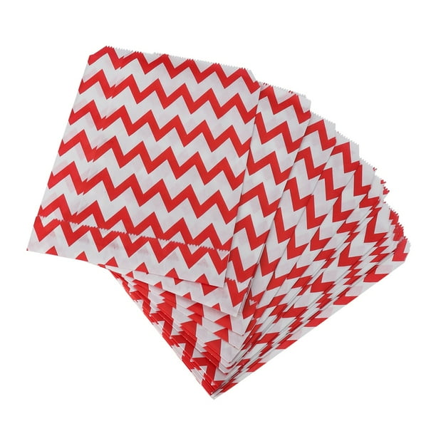 KAKOWELY 25 bolsas de papel desechables con forma de V y diseño ondulado para alimentos, respetuosas con el medio ambiente, para fiestas (rojas)