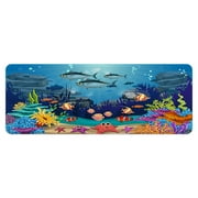 Ocean Bathroom Rugs, Underwater Sea Tropical Fish Bath Mat with Under The Sea Tropical Turtle Blue Ocean Fish Bathroom Accessories Shower Mat Kitchen Rug for Toilet Tub RV (19X31inches)