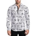 thumbnail image 4 of Men's Cotton Dress Shirt Button Long Sleeve Modern Fit Black Baroque Print M, 4 of 9