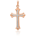 thumbnail image 3 of 14K Solid Rose Pink Gold White Holy Cross Necklace Religious Chain Pendant Jesus Christ Charm, 3 of 8