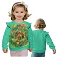 thumbnail image 4 of Garronmavis Cute Dog Long Sleeve Sweatshirt Polyester Spandex Fabric Flowers Pullover Drop Shoulder Sweater 2T Warm Girls Crewneck Sweatshirt Ruffle Toddler Girl Clothes for Daily Life, 4 of 7