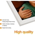 thumbnail image 5 of UniVerse  3 Picture Frame, 3.5x5 & 5x8 Triple Folding Hinged Photo Frames, Rustic Wood Desk Family Photo Collage Stand Vertical on Tabletop for Birthday Family Lover Gift (White), 5 of 14