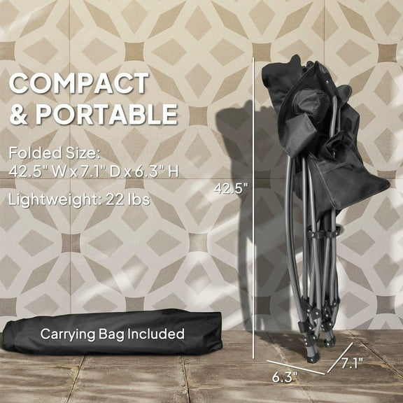 Resenkos Portable 2-Pack Black Folding Rocking Camping Chairs, Headrest, Cooler Bag, Cup Holder and Carry Bag