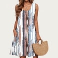 thumbnail image 7 of Womens Holiday Dress Plus Size Beach Dress Women Casual Loose Summer Printed Dress Sleeveless V-neck Top/shirt Set E White L, 7 of 7