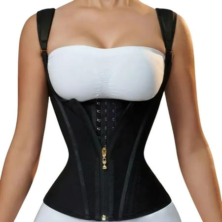VISALY women s bodysuit tops Waist Shaper  Ladies Latex High Elastic Waist Zipper Button Retro Body Shaping Vest  Womens Cotton Underwear High Waist Womens Briefs Underwear High Waist  Black M