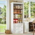 thumbnail image 4 of 71" Tall Farmhouse Pantry Cabinet,Large Storage Cabinet with Adjustable Shelves,Kitchen Cabinets with 3 Drawers for Pantry,Dining Room,Living Room,White,2 Pcs, 4 of 9