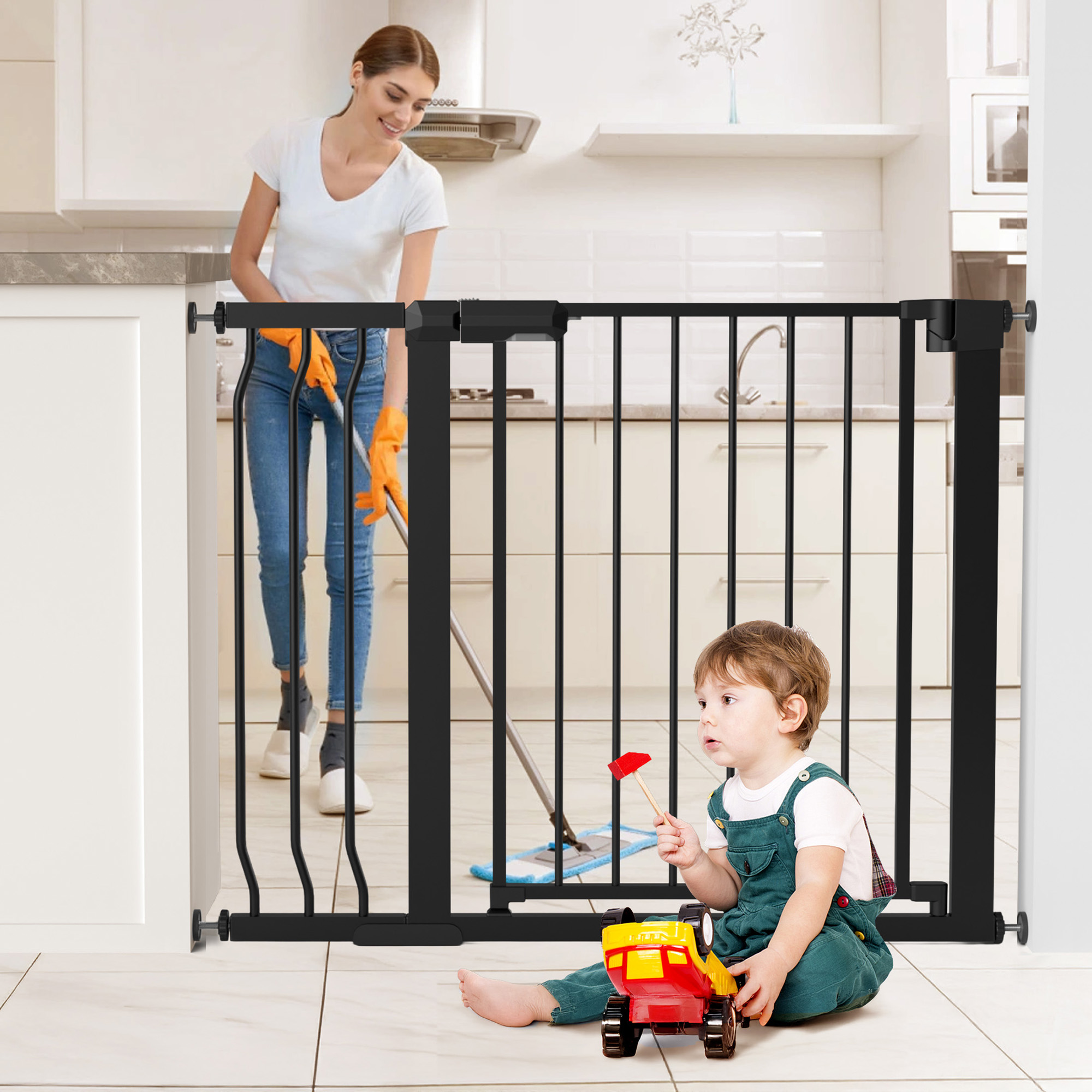 Vomeast Extra Tall Baby Safety Gate, 29.93-48.8 in, Black photo 2
