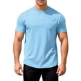 thumbnail image 3 of Mens Lightweight T-Shirt Short Sleeve Pack Crew Neck Hawaiian Tees Shirt Loose Fit Undershirt Tee Tops Bulk Summer Soft Athletic Short Sleeve (Sky Blue,M), 3 of 6