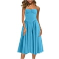 thumbnail image 1 of Gspmoly Robe Femme, Mode Féminine Couleur Unie Style Dopamine Bretelles Réglables Robe à Bretelles avec Poche Robe à Col Rond Robe Cocktail pour Femmes jusqu'à 60 % de Rabais, 1 of 5