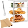 thumbnail image 1 of Vitrina Exhibidor para Pan, Panera Hermetica Transparente con 2 Compartimento. Panera para Pan con Pinzas de acero inoxidable y Papel para Hornear, Para exponer y Almacenar Pan y Pasteles., 1 of 4