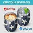 thumbnail image 4 of 12oz Stemless Wine Tumblers Summer Ocean Starfish Vacuum Insulated Stainless Steel Travel Tumbler Cups Mug with Lid and Straw for Champaign,Cocktail,Beer with Cleaning Brush, 4 of 5
