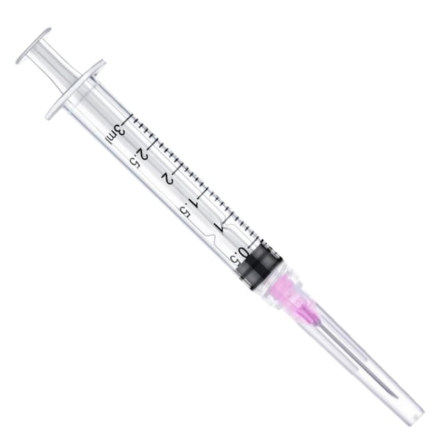 Jeringa Luer Lock de 3 ml, 18 G, 1,5 cm, paquete de 50 unidades para laboratorios científicos