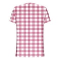 thumbnail image 6 of ZQUUVOU Women's T-Shirt Plaid V-Neck Button Printed Short Sleeve Blouse Pink (2XL), 6 of 7