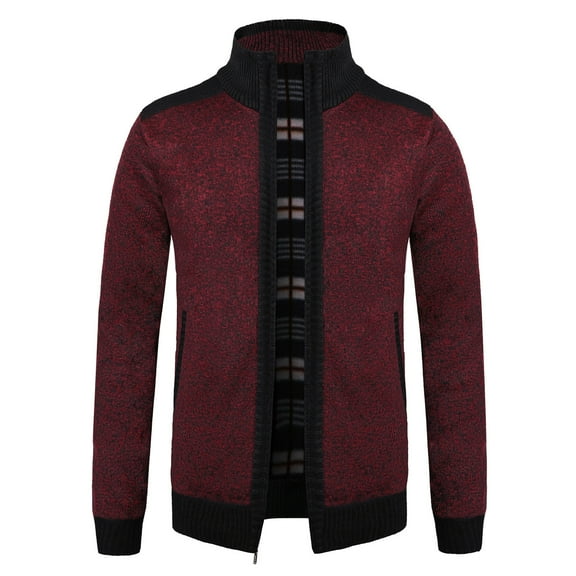 IROINNID Men's Cardigan Zip Up Long Sleeve Solid Color Leisure Fleece Sweater Knitwear Autumn And Winter Thicken Warmth Jacket