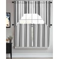 thumbnail image 3 of Grey Stripe Kitchen Curtain and Valance Set 3 Pieces, Rod Pocket Short Tier Curtains 24 Inch Length, Farmhouse Minimalist Striped Swag Topper Small Window Treatment for Cafe Bathroom Bedroom, 3 of 6