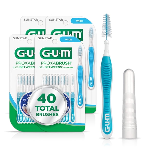 GUM Proxabrush Go-Betweens - Wide - Interdental Brushes - Soft Bristled Dental Picks for Plaque Removal Health - Safe for Braces & Dental Devices, 10 Count (Pack of 4) 40