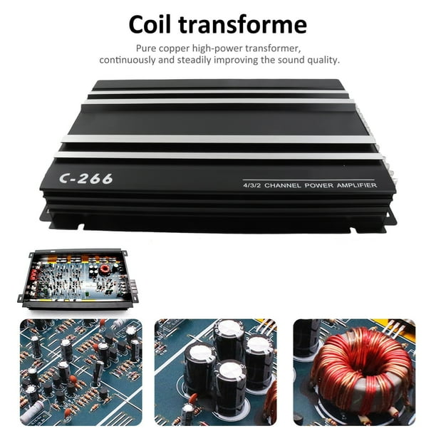 Amplificador De Potencia Para Coche, Amplificador De Audio Para Coche De aleación De Aluminio De Alta Potencia De 12V Y 4 Canales