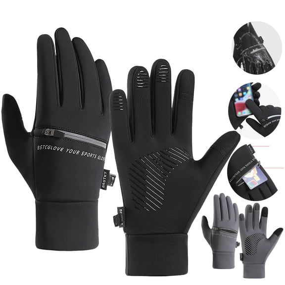 Hellosay Ski Snow Warm Gloves for Men Thermal Warm Touch Screen Gloves Christmas Gifts Black