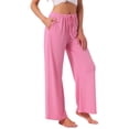 thumbnail image 4 of INSPIRE CHIC Women's Pajamas Pants Wide Leg Casual Ribbed Knit Loose Fit Sleep Soft Comfort Outfits Lounge Bottoms M Pink, 4 of 6