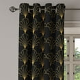 thumbnail image 2 of Ambesonne Art Deco Grommet Curtain, Black Vintage Line Shells, 50"x60", Black and Sand Brown, 2 of 5