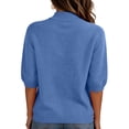 thumbnail image 5 of Women's Sweaters Casual High Neck Short Sleeve Knit Summer Pullover Sweater Tops Blue L, 5 of 5