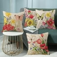 thumbnail image 5 of Throw Pillow Covers 16x16 Set of 4 Decorative Spring Pillow Covers Linen Flower Butterfly Farmhouse Pillowcases for Sofa Couch Living Room Outdoor (16" x 16"), 5 of 6