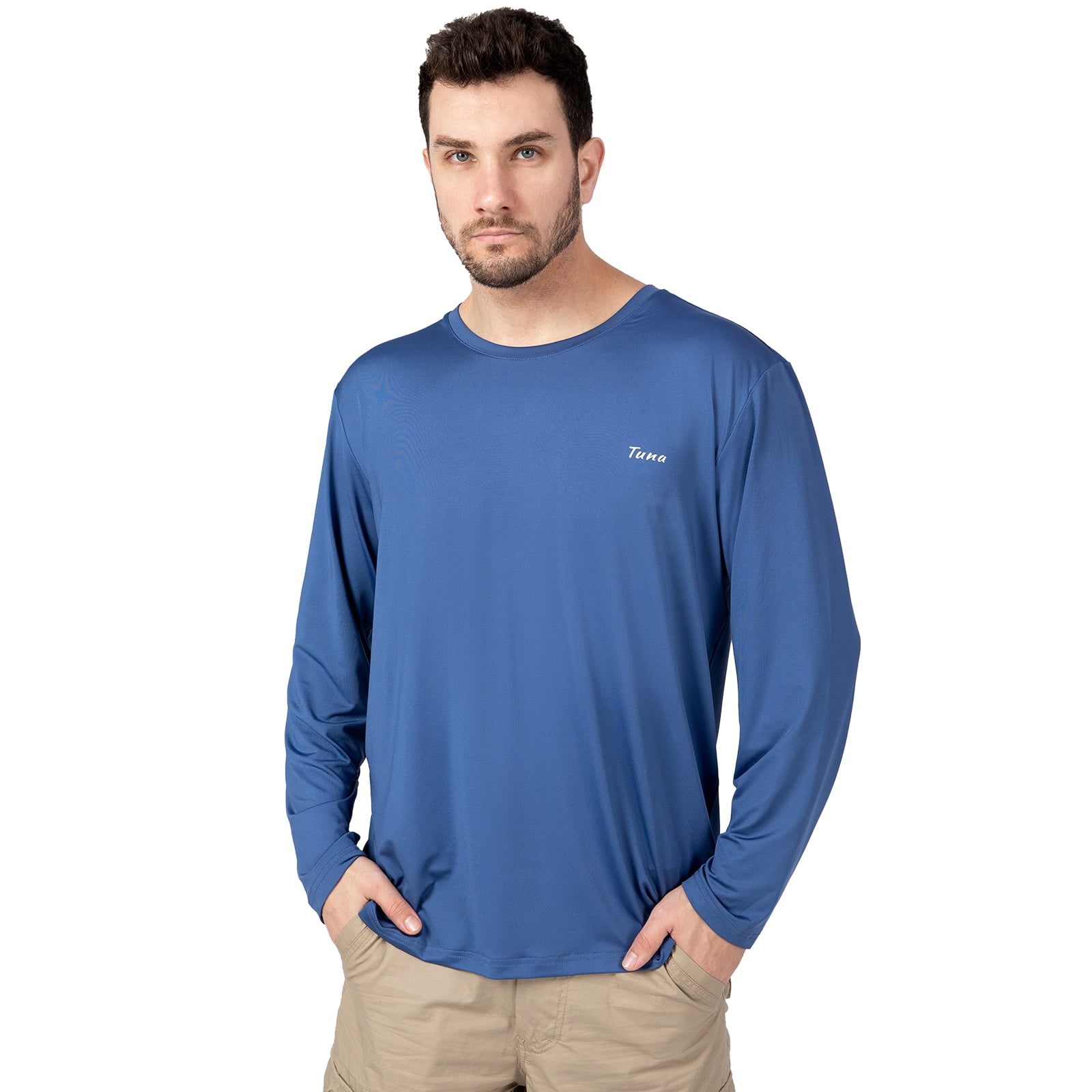 Tuna Fishing Shirts for Men Long Sleeve UPF 50+ UV Sun Protection Rash  Guard Quick Dry for Hiking Running Swimming (Navy L 4#)