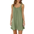 thumbnail image 1 of Robe d'Été Courte de Plage pour Femmes - Couverture de Bikini, Ligne A Sans Manches, T-Shirt Décontracté Mini Robe, Polyester, Tailles P - TTG, 1 of 4